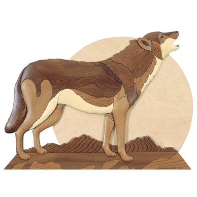 #product_I-107 Howling Wolfname# - intarsia.com