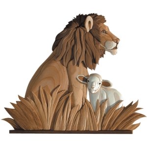 #product_I-178 Lion & Lambname# - intarsia.com