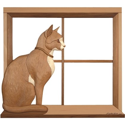 #product_I-240 Cat in Windowname# - intarsia.com
