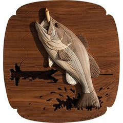 Large Mouth Bass Wood Intarsia Wall Hanging Scroll Saw Art 