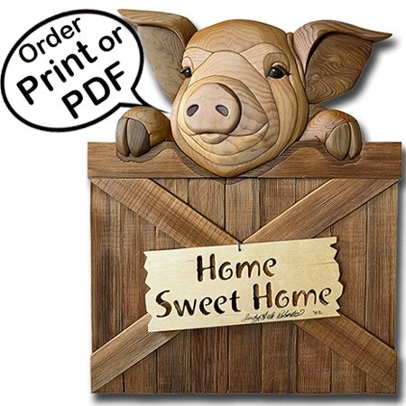 #product_I-401 Home Sweet Home Pigname# - intarsia.com