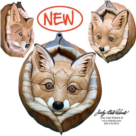 #product_+I-412 "Red Fox Pup" Ornamentname# - intarsia.com